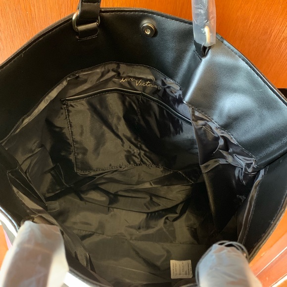VICTORIA’S SECRET CROSSBODY TOTE BAG! Embroidered Detachable Strap B&W NWT - Picture 8 of 8